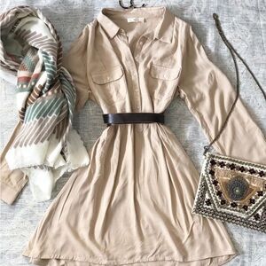 Entro Beige Long Sleeve Dress